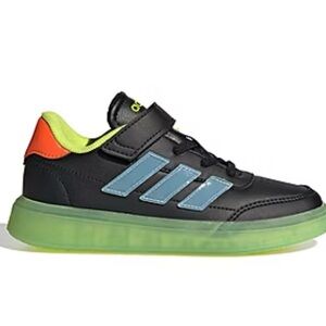 adidas Kids Sneakers Black with Green and Orange Accents
